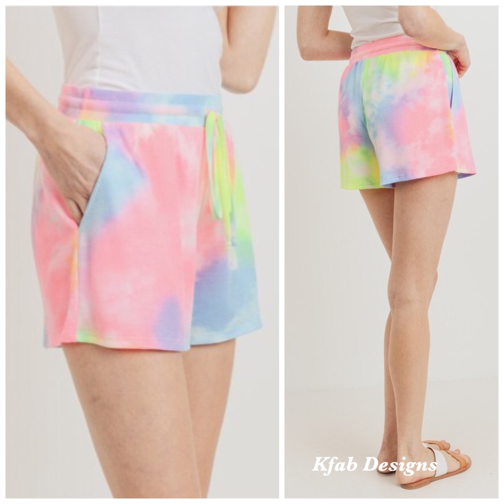 🌈LAST! Rainbow Tie Dye So Soft Shorts w/Pockets! - Picture 4 of 6